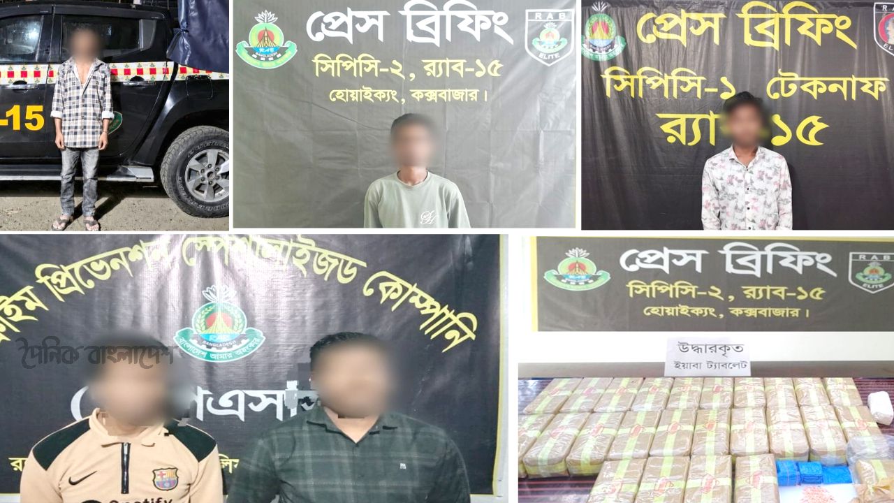 কক্সবাজার জেলায় র‌্যাব-১৫ এর ধারাবাহিক অভিযানে ইয়াবার বড় চালান জব্দ, সাজাপ্রাপ্ত আসামি ও অপহরণ চক্রের সদস্য গ্রেফতার